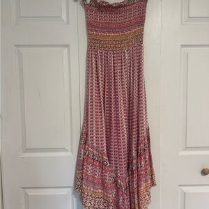 Angie Pink and Red Patterned Dress